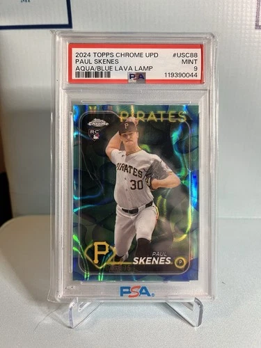2024 Topps Chrome Update Paul Skenes Aqua Blue Lava USC88 /175 Rookie PSA 9 Pir…