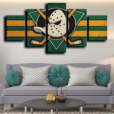 Anaheim Ducks NHL Hockey Sports Team Stripe Logo 5 Piece Panel Canvas Wall Art