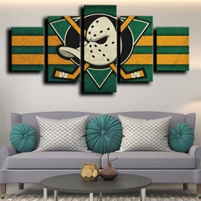 Anaheim Ducks NHL Hockey Sports Team Stripe Logo 5 Piece Panel Canvas Wall Art