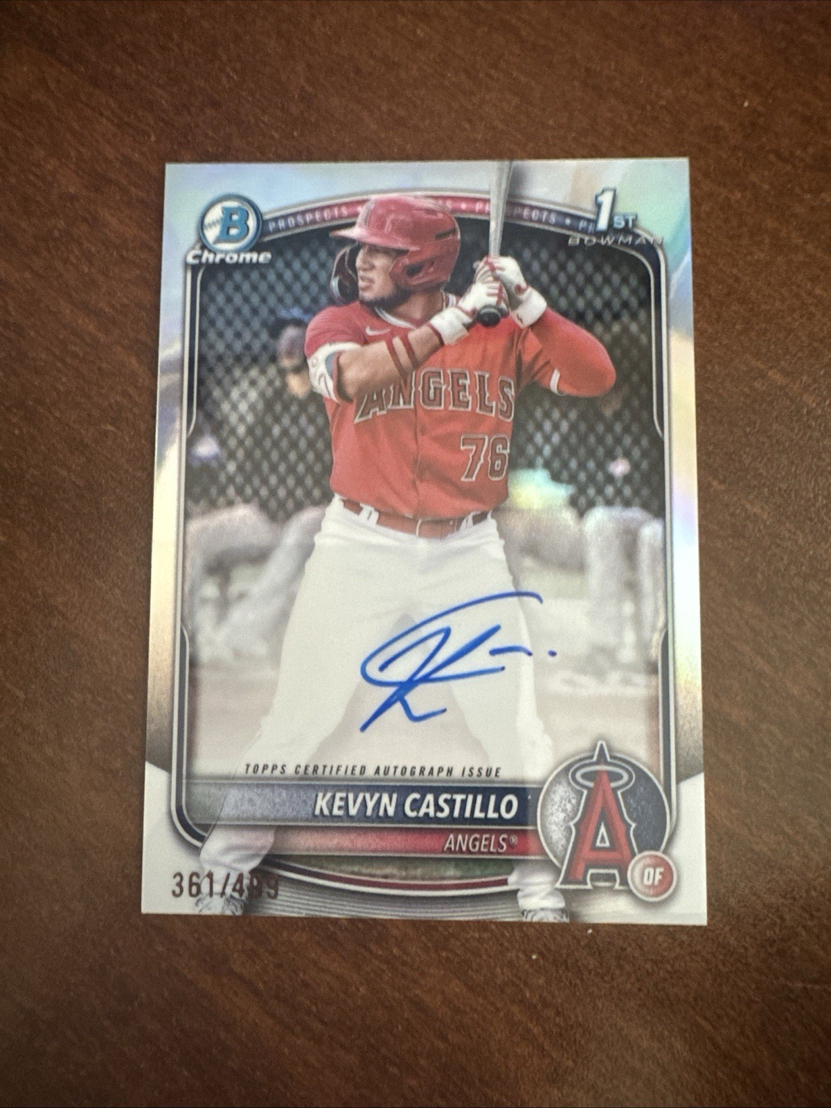 KEVYN CASTILLO 2025 BOWMAN CHROME 1ST AUTO REFRACTOR /499 ANGELS