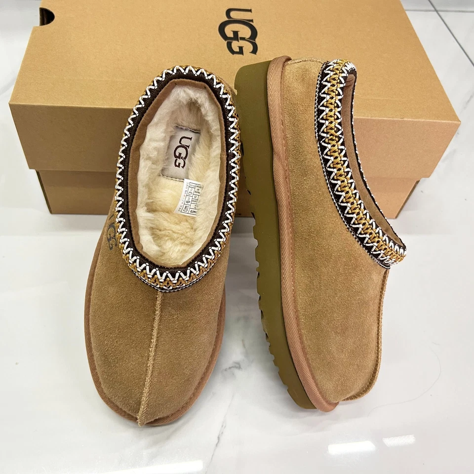 UGG Women's Tasman II Chestnut Braid Suede Upper Slippers US 6-11 Comfort Shoes - Image 3 of 4