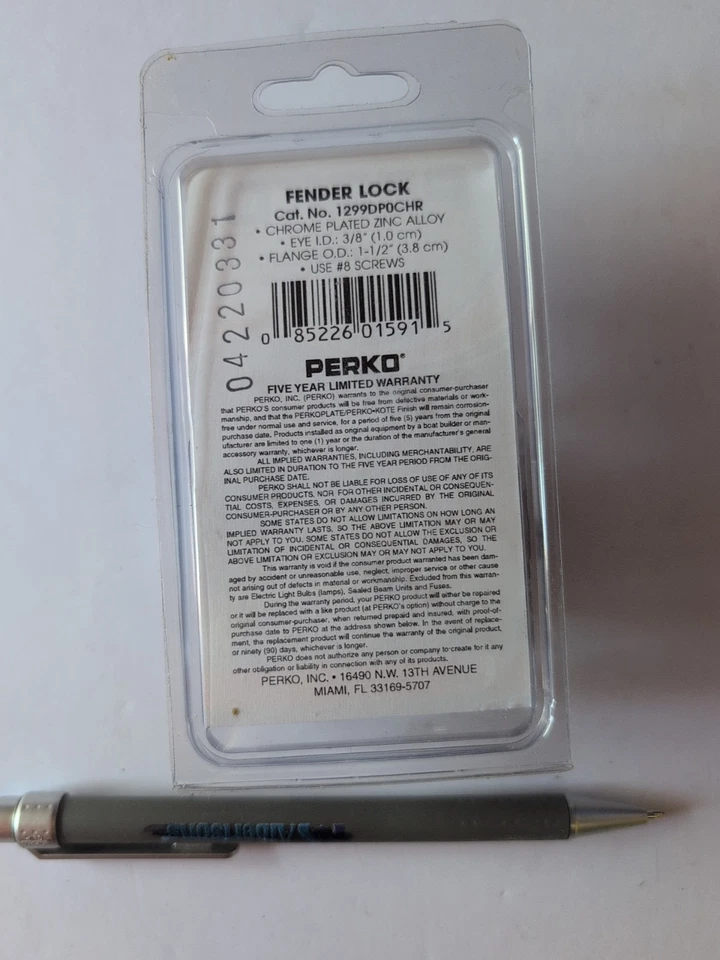 Perko Fender Lock 2-pk 1299DP0CHR BA14 Foto 2 de 3