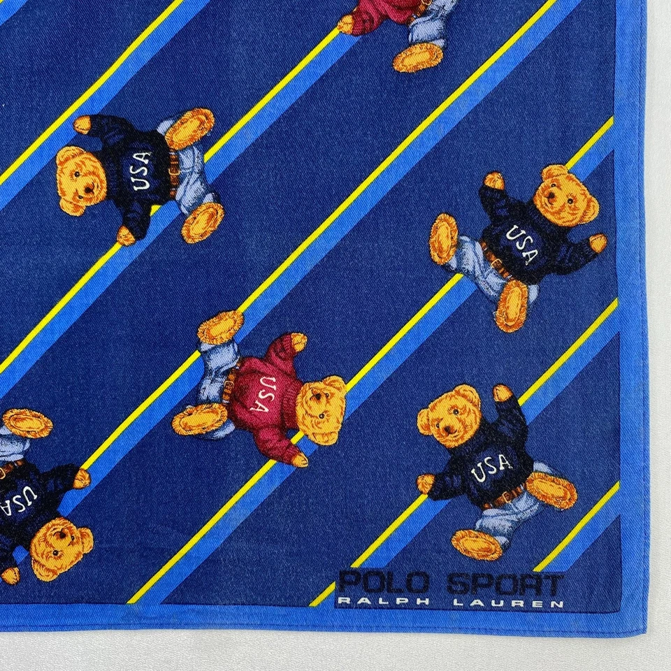 Vintage Polo Sport Ralph Lauren Pañuelo Pañuelo Pañuelo Bandana Bolsillo Cuadrado Foto 4 de 4