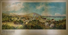 Antique chromolithograph of San Francisco in July 1849 from Stock Exchange