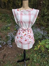 Smock Apron In Heavy Cotton Floral Side Ties Pockets One Size Fits