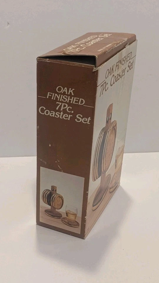 Juego de posavasos de madera vintage de roble con soporte parece NUEVO 6 posavasos y soporte Foto 4 de 4