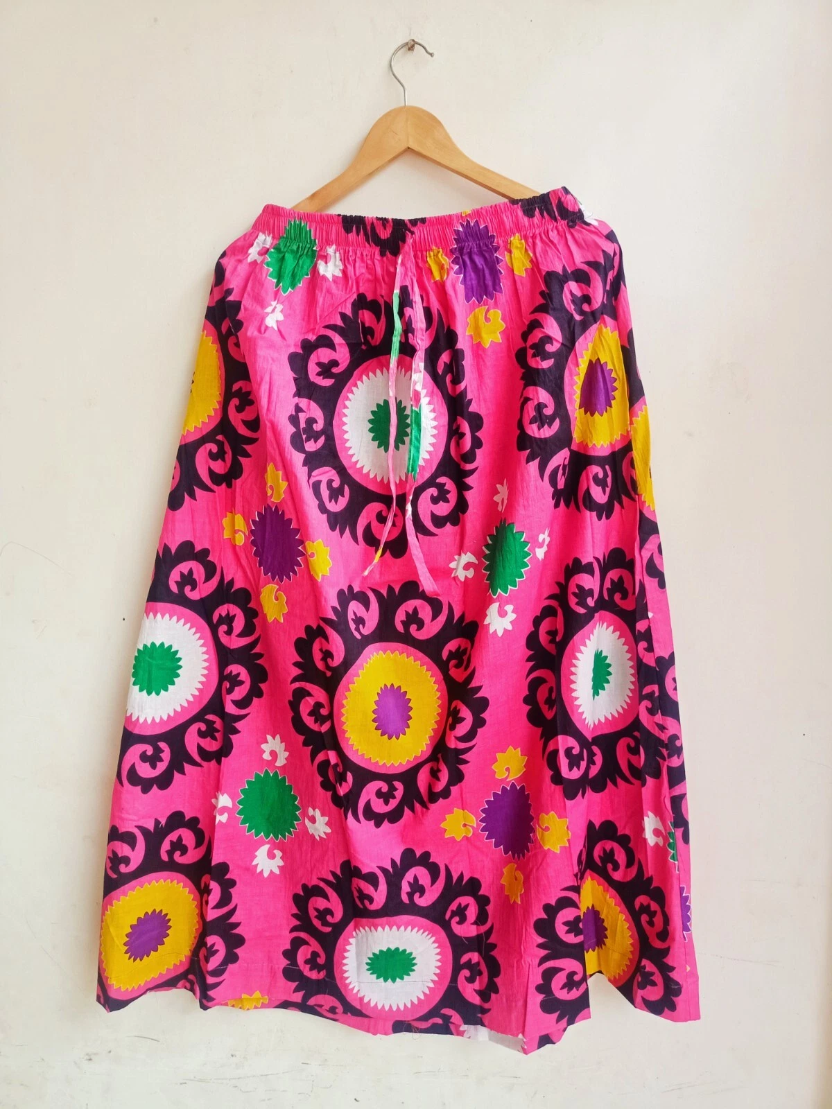 Indian Pink Suzani Skirt Cotton Skirt Long Skirt, Free Size Beachwear Skirt AU