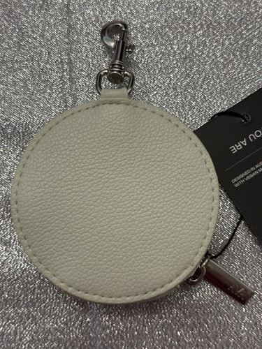 AYA AS YOU ARE Coin Purse Round Zip Bag Clip On Hook Beige Neutral NWT Vegan - Picture 2 of 5