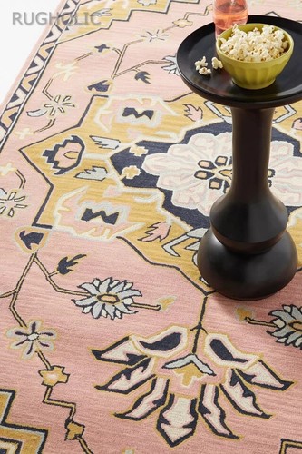 Hand Tufted Woolen Area Rug ANTHRO CARO PINK Carpet for Living Room - 第 1/4 張圖片