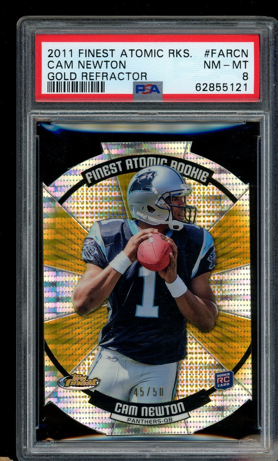 Cam Newton Finest Atomic Rookie Refractor #FARCN Gold Refractor