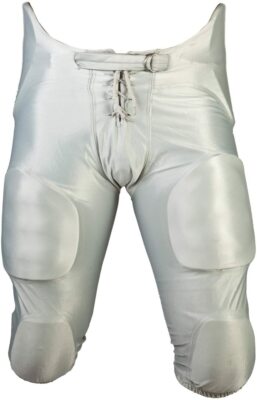 Martin Football ADULT ''Dazzle'' Game Pants with Integrated 7-Piece Pad Set, WHITE
