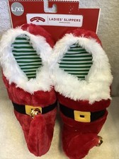 LADIES SANTA SLIPPERS PLUSH L/XL