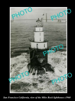 OLD POSTCARD SIZE PHOTO OF SAN FRANCISCO THE MILES ROCK LIGHTHOUSE ...
