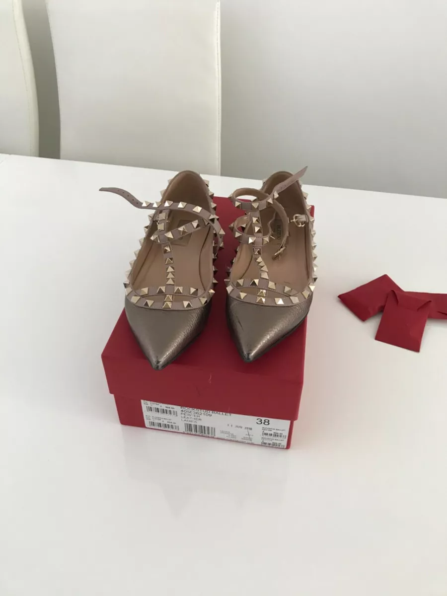 Genuine Valentino Rockstud flat shoes, pewter size eBay