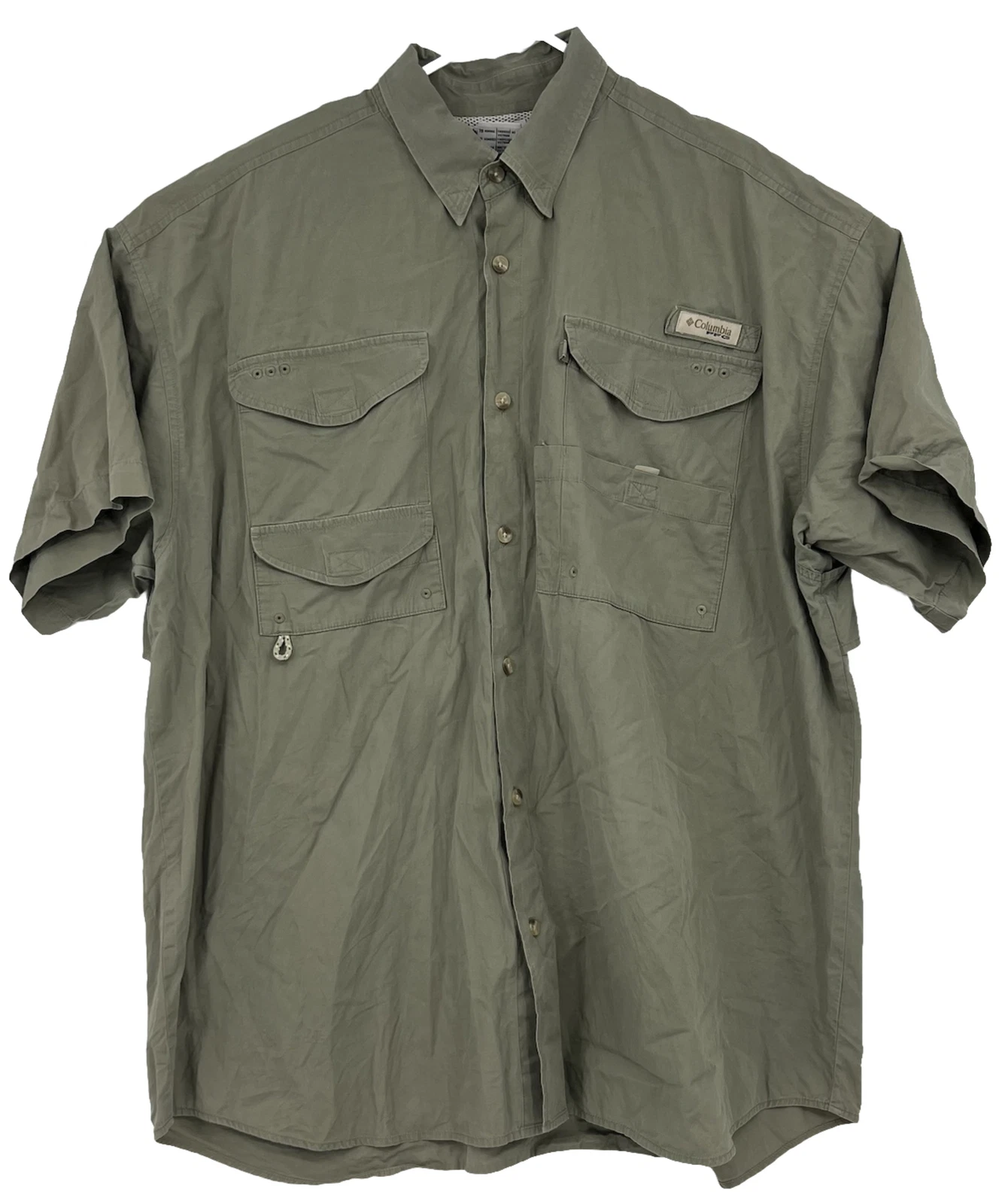 Columbia PFG Men's Size XL Brown Omni-Shade Short Sleeve Mesh Fishing Shirt