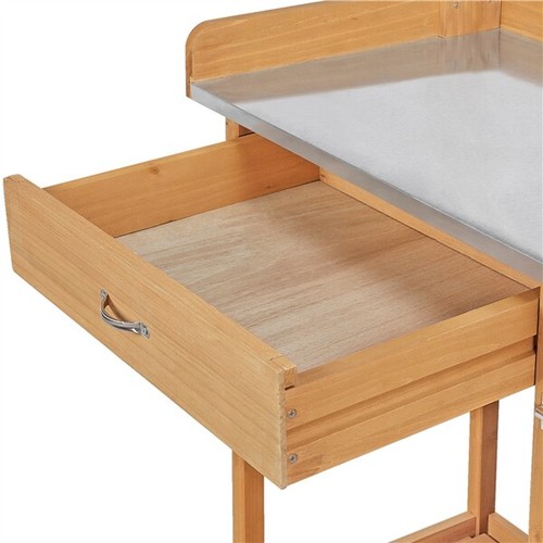Garden Potting Bench Table Outdoor Work Bench w/Cabinet Drawer Open Shelf Wooden - Picture 8 of 11