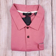NWT TED BAKER men polo shirt MMB-CHARD SS mini texture mid-pink sz 6 120