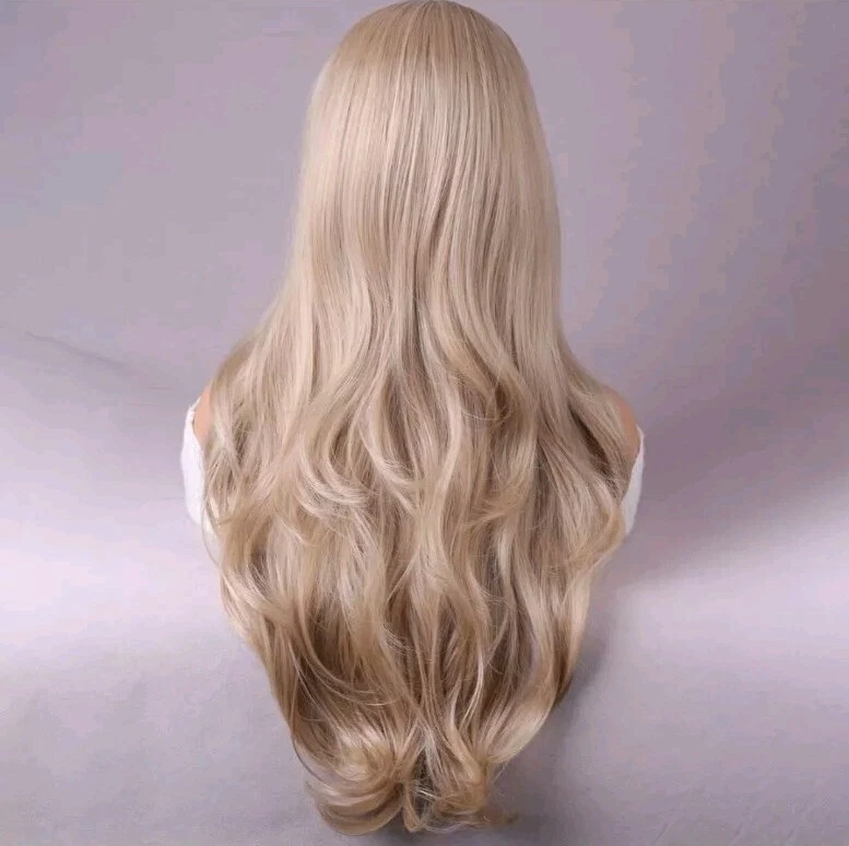 Platino RUBIO Mezcla de CABELLO HUMANO Multicolor Ondulado Rizado Flequillo Capas Foto 4 de 4