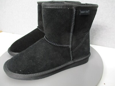 Minnetonka Faux Fur Suede Black Mini Winter Boots Womens Sz