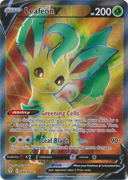 Leafeon V (Full Art) 166/203 Ultra Rare Evolving Skies Pokemon TCG