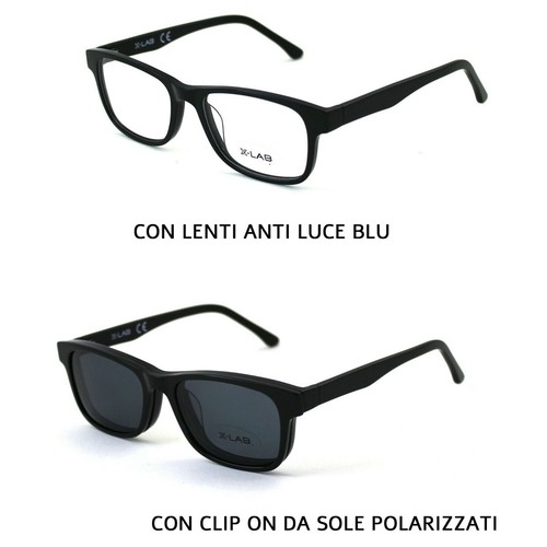 Occhiali sole vista X-LAB luce blu + CLIP-ON 03 NERO cefalea gaming  stanchezza | eBay