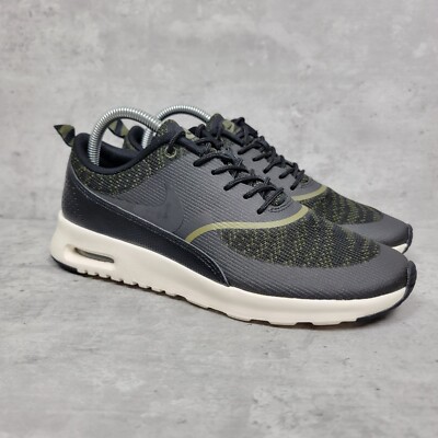 Nike Womens Running Shoes Size 9 Black Green Air Max Thea Sneakers Gym Trainers