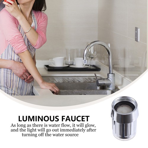 LED Water Tap Replacement Colorful Light Changing Plastic Bathroom Sink Faucet - Picture 8 of 12