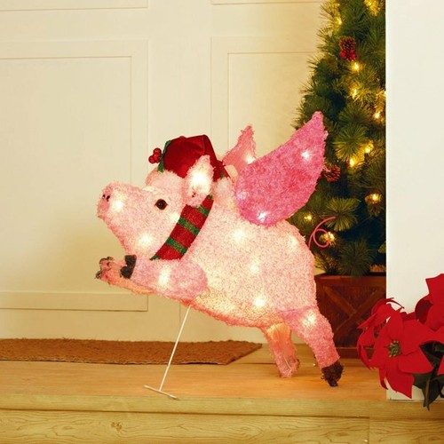 Holiday Time 26 Christmas Light Up Outdoor Plush Flying Pig Yard Decor