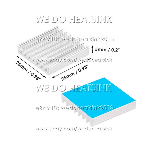 25x25x5mm With or Without Tape Silver Heatsink Cooling Cooler Radiator - Afbeelding 3 van 9