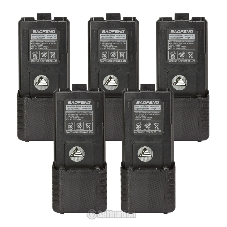 5x 7.4V 3800mAh Li-Ion Extended Battery for Baofeng BL-5L, BF-F8HP, UV-5R-L - Image 2 of 4