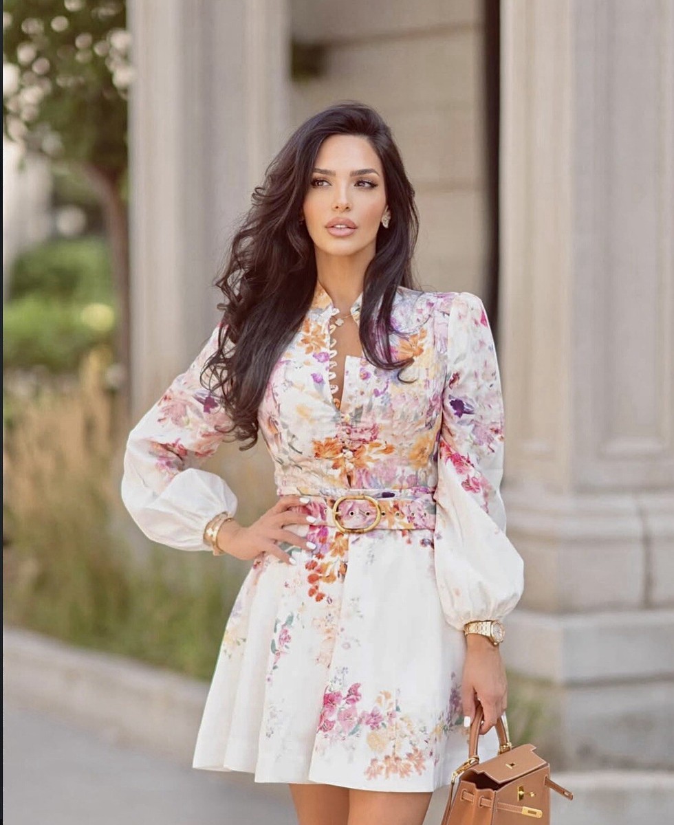 NWT $895 Zimmermann Natura Buttoned Floral Mini Linen Dress AU2 M