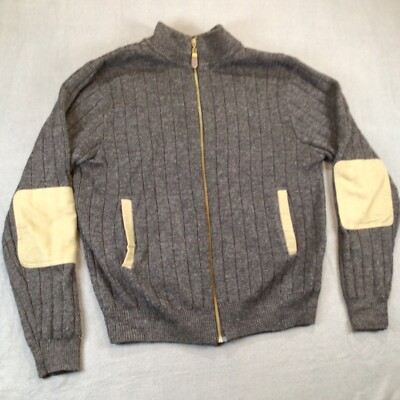 Orvis Mens Wool Cardigan Sweater With Patch Elbows Pockets Size Medium