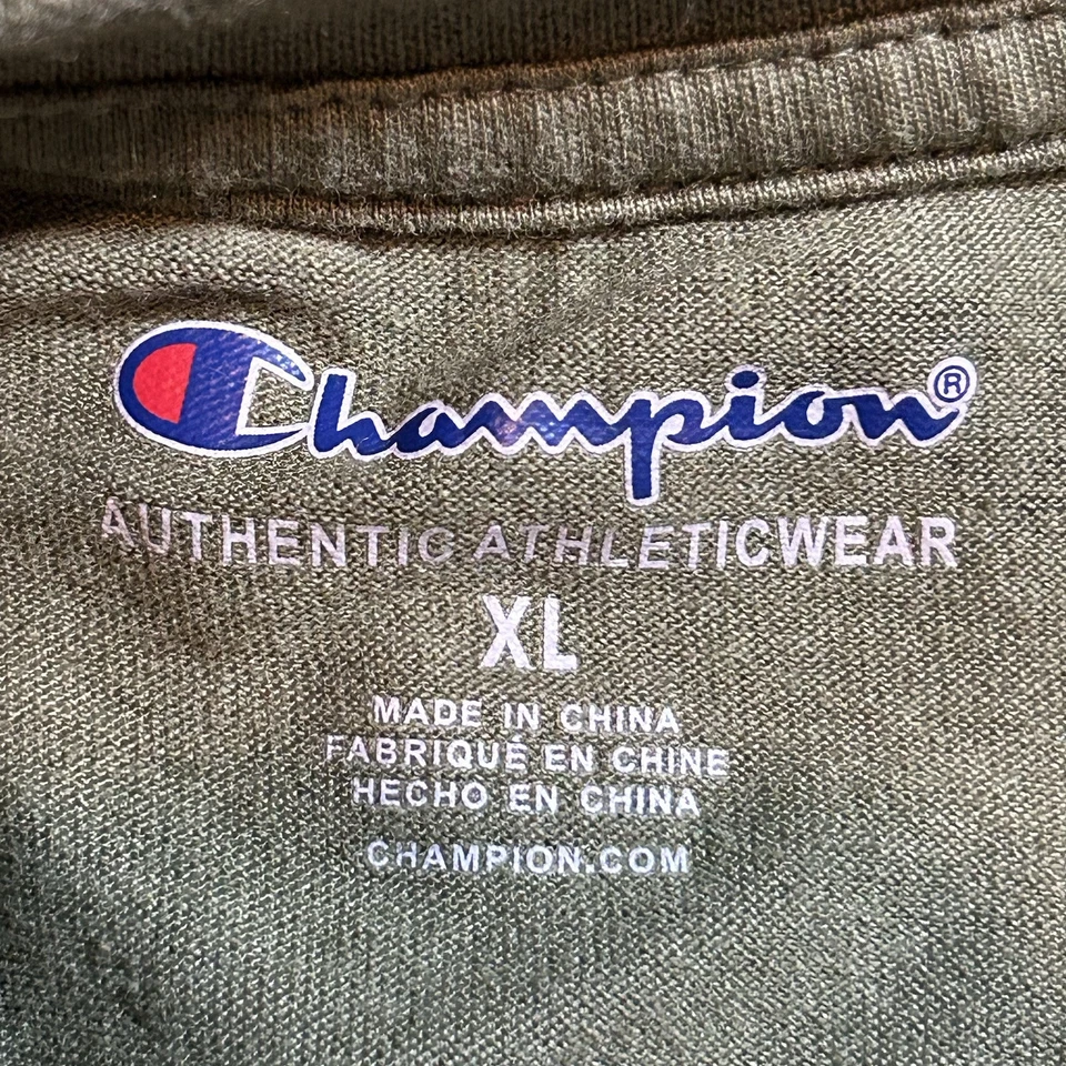 Camisa Champion Jóvenes Niños XL Azul Estampado Completo Logo Deletrear Manga Corta Foto 3 de 4