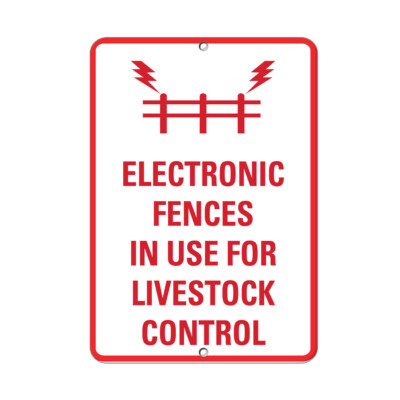 Vertical Metal Sign Multiple Sizes Electronic Fences Use for Livestock Control