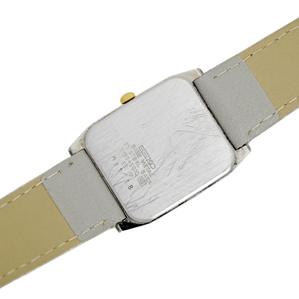 Seiko Quartz SX 1988 Men's Tank Watch Vintage Cream Dial Stainless