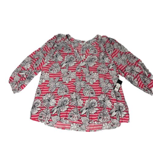NWT Crown & Ivy Blouse Womens XL Montauk Weekend Signature Top V Neck