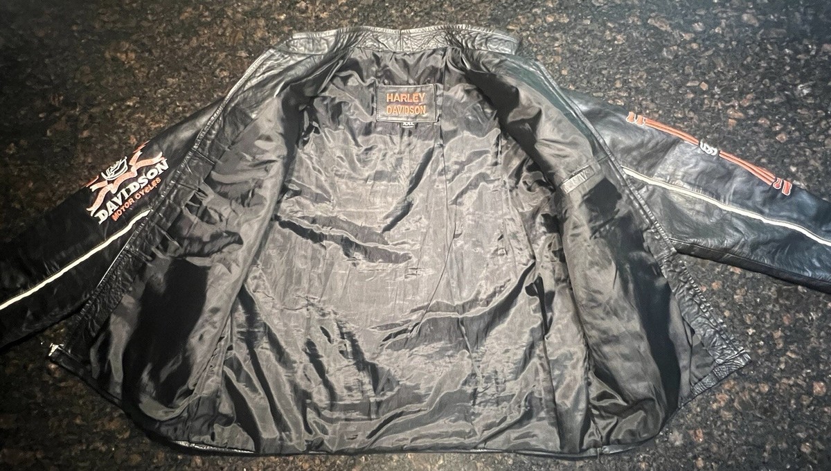 Vintage 90's Harley Davidson Men's Leather Moto Jacket/Embroidered