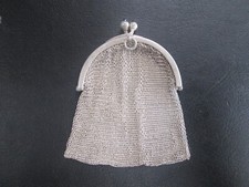 Antique German 830 Silver Mesh Coin Purse with Hallmarks 3 1/4" by 3" wide