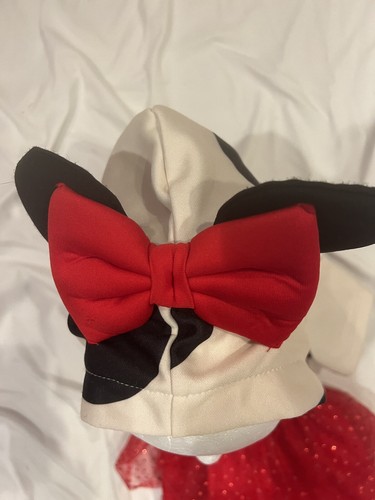 Disney Minnie Mouse Girls XS 4/5 Halloween Hooded Bow Dress Sparkly Lined Skirt - Picture 7 of 14