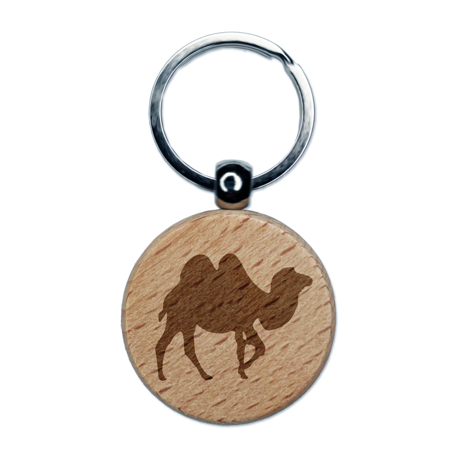 Dromedary Camel Engraved Wooden Keychain Charm with Silhouette Design  