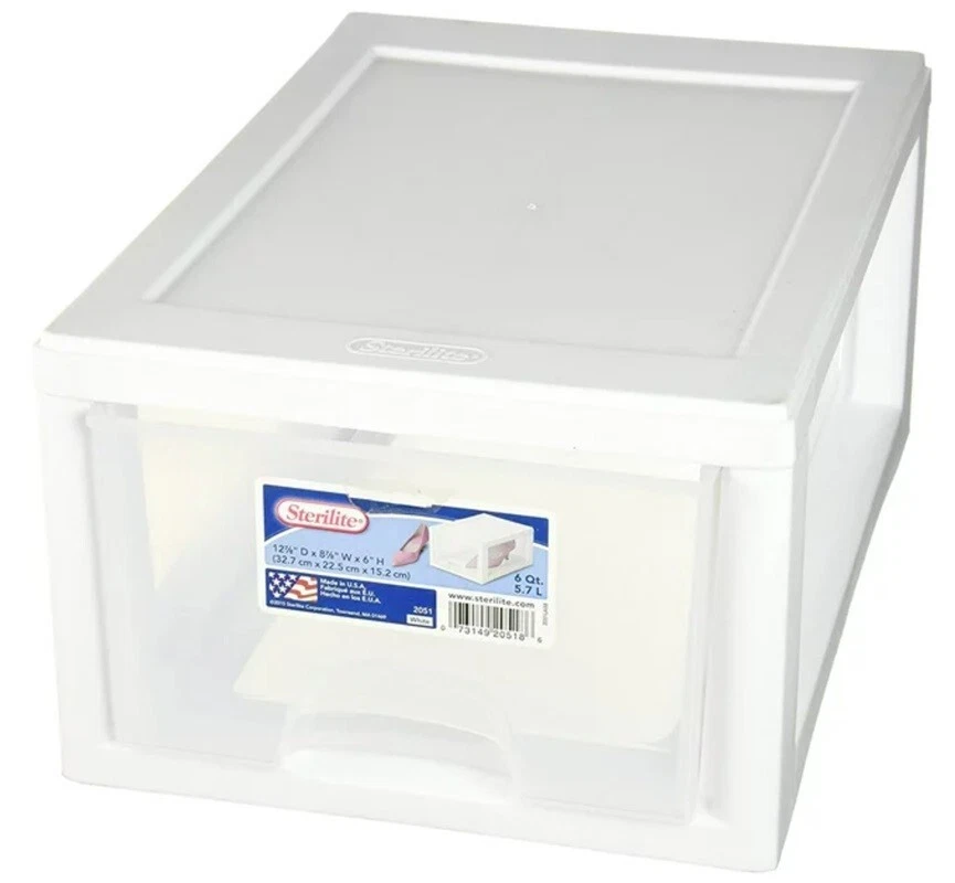 Sterilite 20518006 6 Quart 5.7 Liter Stacking Clear Storage Drawer - 5 Pack - Image 4 of 4