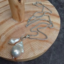 Collar de cadena de plata de ley 925 blanco barroco collar de cadena de perlas delicadas joyas