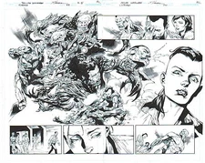 Hanna CYBORG 4 pgs 4 & 5 SUPER DOUBLE SPLASH PAGE CYBORG VS MONSTER