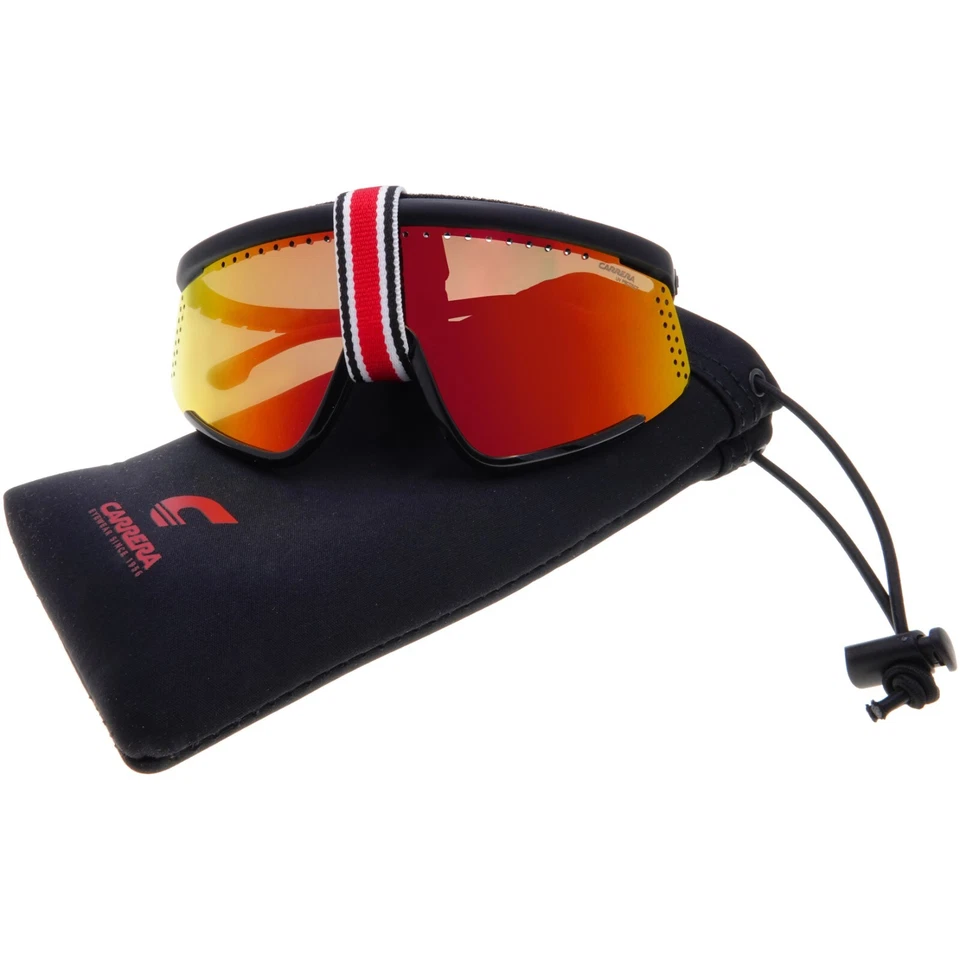 Carrera Mask Shield Sunglasses HYPERFIT 10/S BLX99 Matte Black Red Mirror Unisex