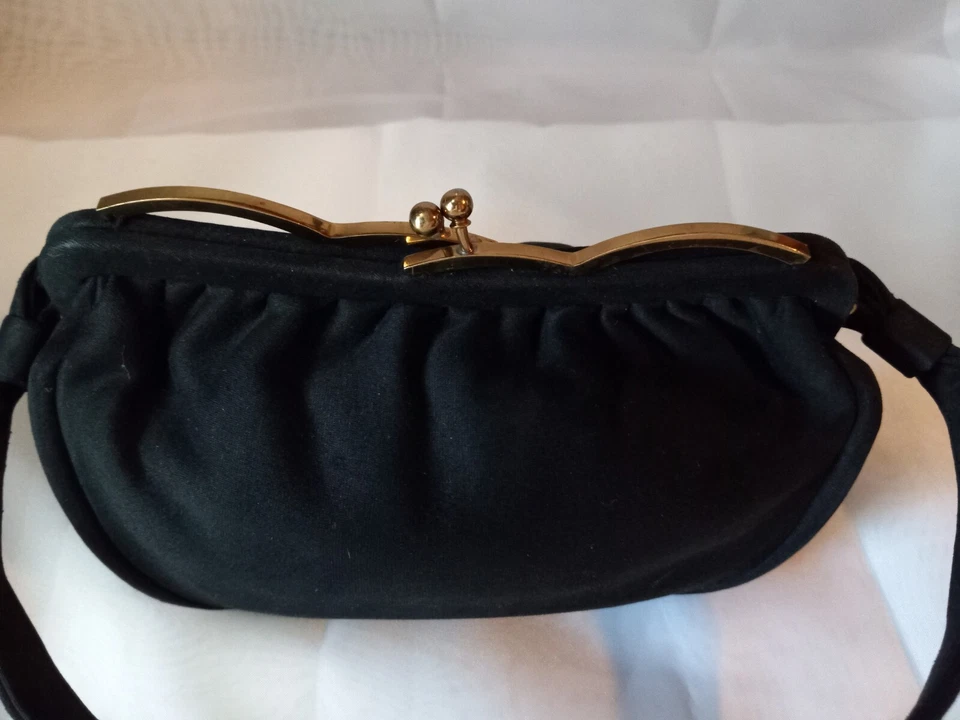 Bolso de Noche GARAY Negro Faille Snap Vintage Años 50 Cartera Diseñador LIMPIO. #G VA#2 Foto 3 de 4