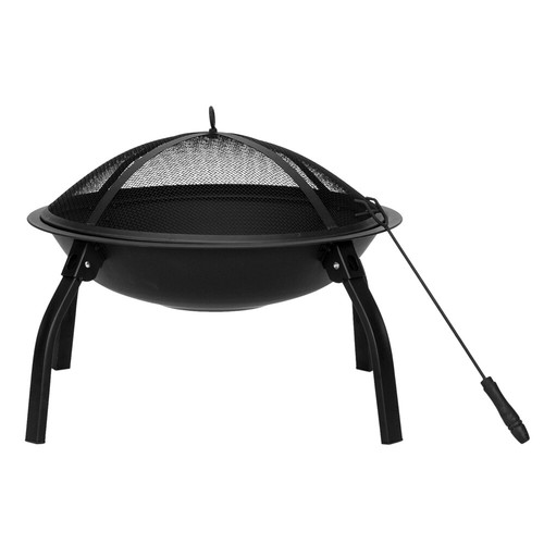 22" Four-Legged Folding Iron Brazier Wood Burning Fire Pit 22 x 22 x 18.1" - Picture 20 of 23