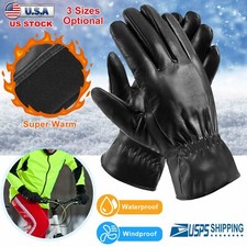 Unisex Leather Winter Warm Gloves Outdoor Windproof for Cycling Skiing Running