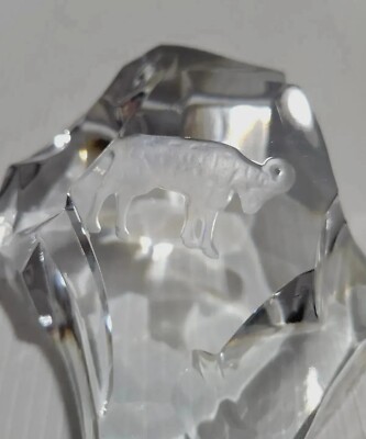 Vintage Val Saint Lambert Crystal RAM ARIES Zodiac Belgium Iceberg Paperweight 