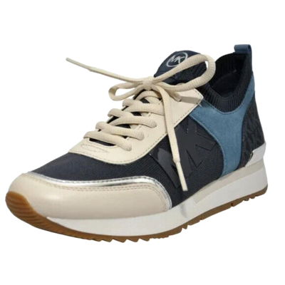 New Michael Kors Jenkins Stretch Knit Trainer Sneakers Navy Multi