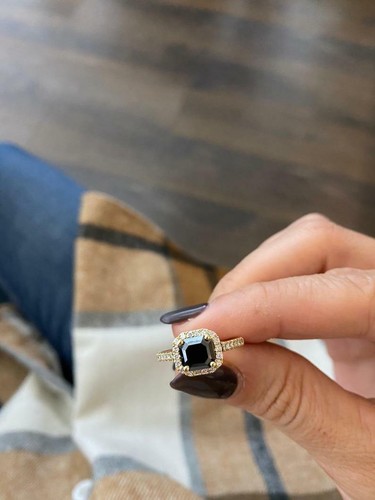 Anillo de compromiso de oro amarillo de 14 quilates con corte Asscher de 1,50... - Imagen 5 de 5